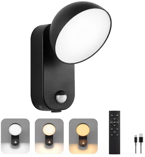 NIORSUN Aussenlampe mit Bewegungsmelder – 10000mAh Akku, 4 Modi & Dimmbar, IP65 Wasserdicht Außenlampe mit Bewegungsmelder, LED Strahler für Veranda, Garage, Terrasse, Hof (1 Stück)