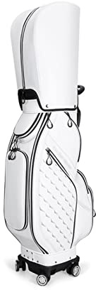 Golfbag, med 4 hjul, for män och kvinnor, lätt att bära, bekväm tillgänglig(White)