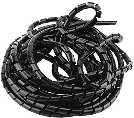 Avvolgicavo a spirale Avvolgicavo protettivo Organizzatore di rilegatura Materiale PE premium Durevole Ritardante di fiamma Flessibile pieghevole per Home Office TV PC Gestione (Nera)