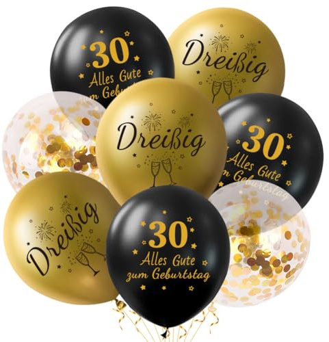 Luftballons 30. Jahre Geburtstag, Deko 30. Geburtstags Mann Frauen. Enthält 18 schwarze und goldene Luftballons – perfekt für die 30. Geburtstagsdekoration.