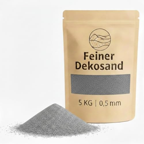 Sable décoratif gris clair pour décoration colorée – 5 kg de petites pierres décoratives Ø 0,5 mm pour verres, vases
