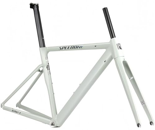 Landsvägscykelram 700C, 50/52 cm, fälgbroms, snabbfrigöring, 100/135 mm aluminiumlegeringsram, BSA BB68 mm, kolfiber hård gaffel ljus grön, 52 mm