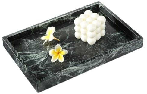 Natürlicher Marmor Tablett, Luxuriöse Badezimmer Deko Tablett 30x20x2cm