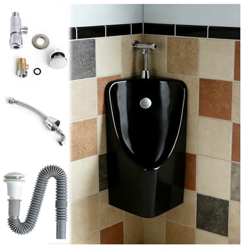 Orinatoio da parete in ceramica con kit di drenaggio, a prova di perdite, resistente agli spruzzi, riutilizzabile, facile da pulire, ideale per bagni domestici e pubblici