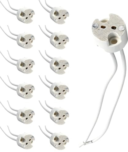 LYMISPIYA 12 Stück GU5.3 Keramikfassung mit 14 cm Silikonkabel, GU5.3/MR16 Lampenfassung 12V–24V, Hitzebeständige LED Fassung für G4 GU4 G6.35 Halogenlampen bis 100W, Sockel mit Kabel