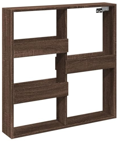 Wynira Wandschrank Braun Eichen-Optik Holzwerkstoff 80x15x80 cm platzsparend Hängeregal schmal mit Stauraum für modernes Wandregal schwebendes Bücherregal und rustikale Floating Shelves
