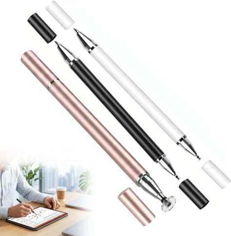 Stylet Tactile Écran Capacitif Tablette 3 Pièces Noir Blanc Rose-Doré Pointe Disque Précision Dessin Écriture Smartphone Téléphone Console Switch Accessoires Dessiner Note Ordinateur Touchscreen