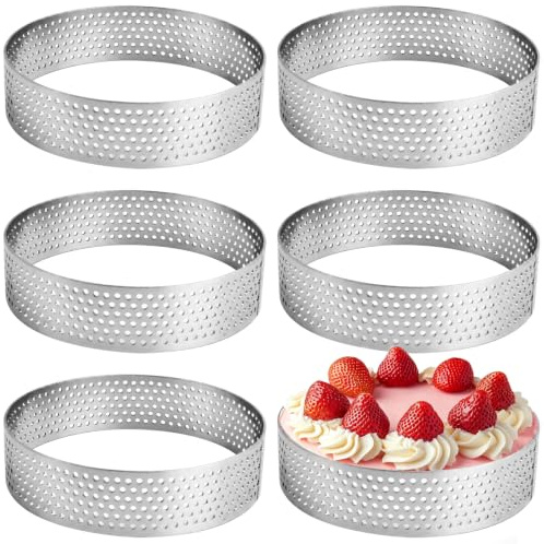 Kemay 6-Piece Stainless Steel Crumpet Rings for Baking, Non-Stick Muffin Rings Set, 8cm Round Cooking Rings for Pancakes, Eggs and English Muffins, Heat-Resistant, Dishwasher Safe