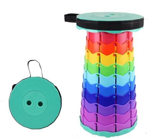 agctrler Sgabello Telescopico Pieghevole Portabile, Sgabello Arcobaleno Multiuso per Campeggio, Pesca, BBQ, Giardinaggio e Viaggi, Sedile Esterno Resistente con Design Colorato Arcobaleno