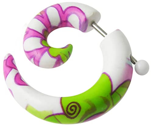 Monster Piercing UV Acryl & 316L Chirurgenstahl | Fake Tunnel | Blume mit Schmetterling | Fake Dehnschnecke Plug Piercing Fleischtunnel | Stabstärke: 16 Gauge | Stablänge: 6MM