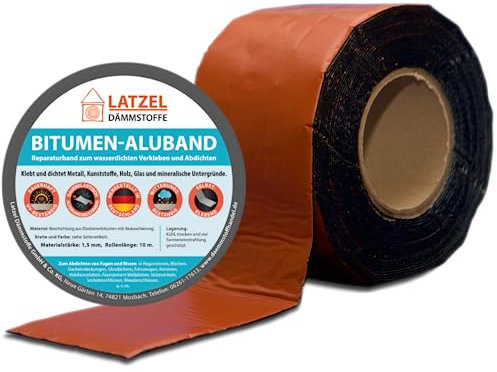 Latzel Dämmstoffe Bitumen Aluband Reparaturband Dichtband Dachdeckerband Farbe Terracotta 100 mm - Rolle 10 Meter