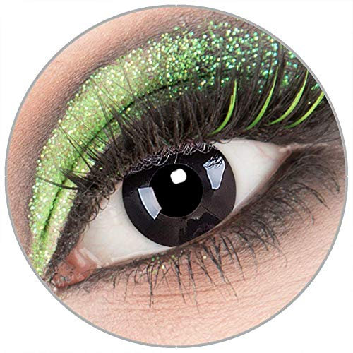 Farbige schwarze 'Black Out' Kontaktlinsen ohne Stärke 1 Paar Crazy Fun Kontaktlinsen mit Behälter zu Fasching Karneval Halloween - Topqualität von 'Giftauge'