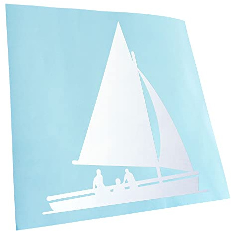Kiwistar - Autoaufkleber - Segeln Boot Figur fahren - mattweiss - 11,5x10cm - Heckscheibe Auto Aufkleber wetterfest für Kfz LKW Mofa Truck - Sticker außen selbstklebend Tuning Zubehör für Fenster