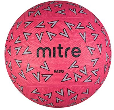 Mitre Oasis Palla da netball resistente ottima presa design elegante, Rosa/Grigio/Nera, 5