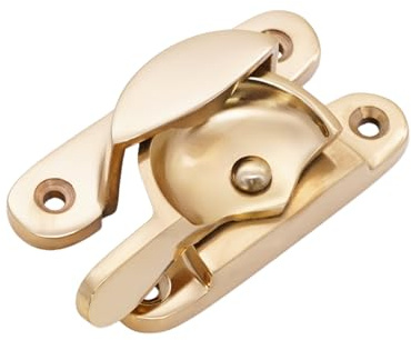 Infinity Decor Victorian Sash Window Fitch Fastener Lock in Polished Brass or Chrome - Made from Solid Brass (Polished Brass)