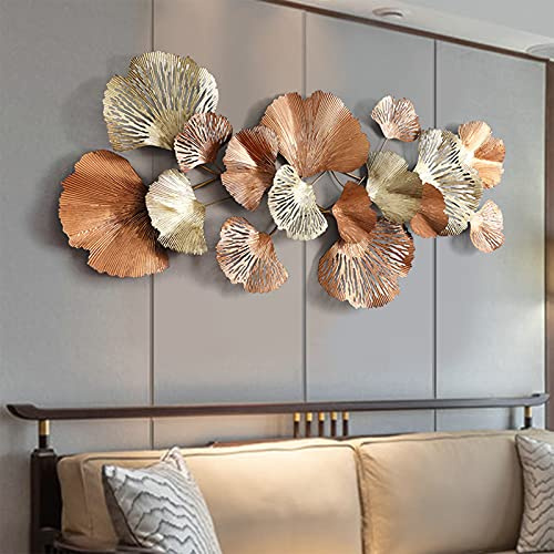 Kreative Handgemachte Blätter Wanddekoration Aus Metall, Moderner Luxus Wandkunst, Wandskulptur Perfekte Deko Für Wohnzimmer Schlafzimmer Büro Hotel 136 * 62cm