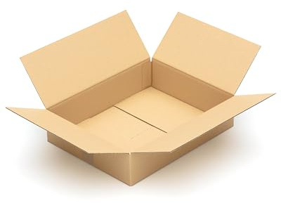 KK Verpackungen Versandkartons 450 x 350 x 100 mm Braun 1-wellig (Außenmaß 458 x 358 x 116 mm) | 50 Stück, Faltkartons Kartons geeignet für Versand als DHL Paket DPD Hermes GLS Paketklasse M (KK144)