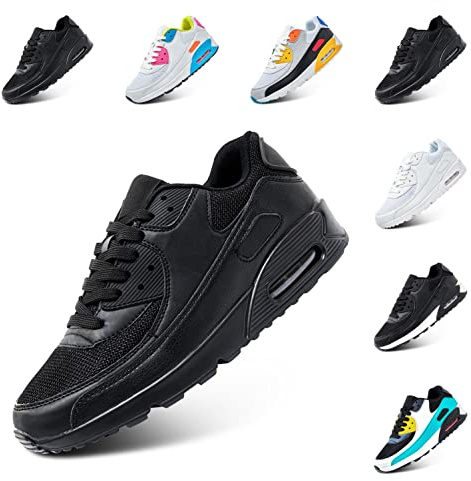 Mens Trainers Womens Running Shoes Casual Sneakers Ladies Mesh Tennis Sneaker Non Slip Lightweight Sports Shoes Black 10 UK