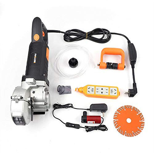 RibasuBB Rainureuse de Mur 4800W 6000r/min, Rainureuse de Mur électrique Rainureuse Murale 42mm+5 disques à découper, Pompe à Eau étanche à la poussière Rainureuse 360° Largeur de Fente réglable