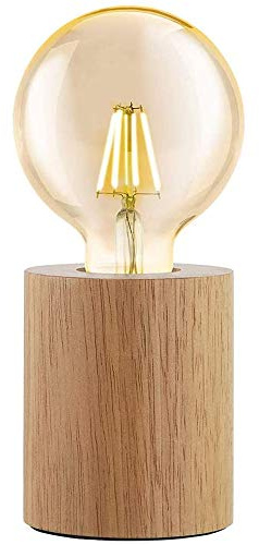 Mengjay Moderne Tischlampe E27 Holz Schreibtischlampe Diamant Nachttischlampe fuer Zuhause/Schlafzimmer/Wohnzimmer Dekor EU-Plug Holzsockel(Keine Glühbirne) (C)