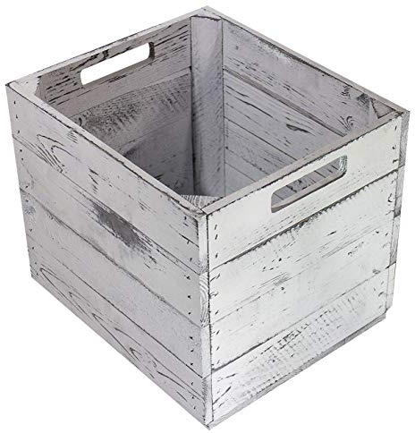 Truhenking Schöne Korbkisten aus Holz, passend für Kallax, Expedit zum Verstauen von Schulsachen / Spielzeug, neu, 37,5x32x32,5cm (Grau Vintage)