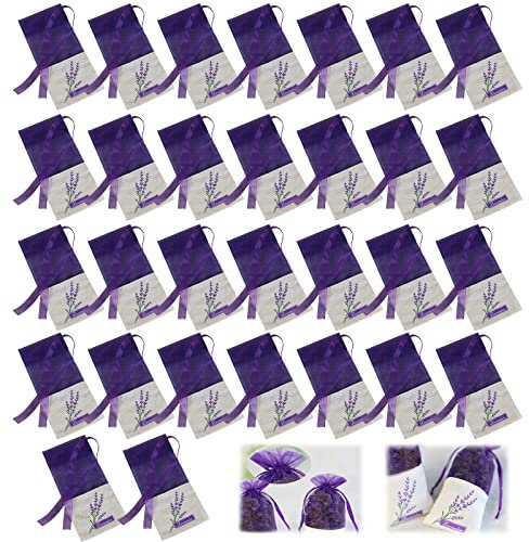 Bolsas Lavanda Bolsa Bolsita Vacía Especias 30pcs Sobres Perfumados Armario Saquitos Flores Secas Decoración Gasa Morada Duradera Flores Bordadas para Almacenar Semillas Especias Artículos Pequeños