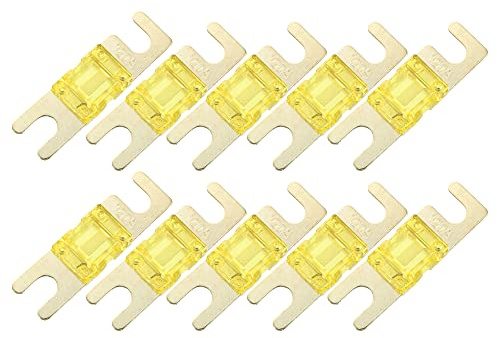 A ABSOPRO ANL Flachsicherungen 120A 32V 10 Stück Gelb Für Kfz | Material: Kunststoff, Metall, Für Motorrad, Boot, Schnell Wirkend, AFS Mini, Kompatibel Mit ANL Sicherungshalter