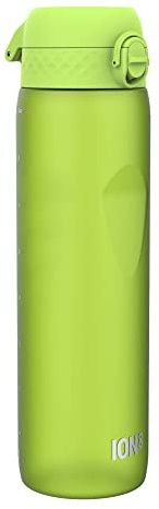 Ion8 1 Litre Water Bottle, Leak Proof, Flip Lid, Carry Handle, Rapid Hydration, Dishwasher Safe, BPA Free, Contoured Grip, Ideal for Travel, Gym & Activity, Carbon Neutral Recyclon, 32 oz, Green