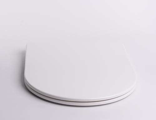 Sedile WC Copriwater Universale Coprivaso Chiusura Ammortizzata Soft Close Toilet Seat Bagno in Plastica Antibatterico Bianco (UFA0660-Semicircolare)