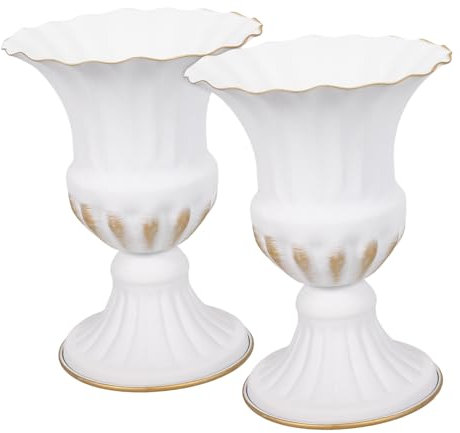 Vase Commémoratif en Fer 2 Pièces Blanc pour Cimetière