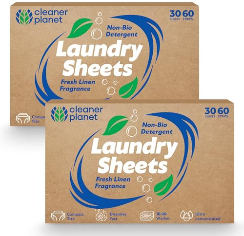 SOL 60pk Laundry Detergent Sheets, 60 Loads Fresh Linen Scent, Eco Washing Strips for Travel and Everyday Use, Lightweight, Leaves Clothes Clean with a Fresh Linen Fragrance