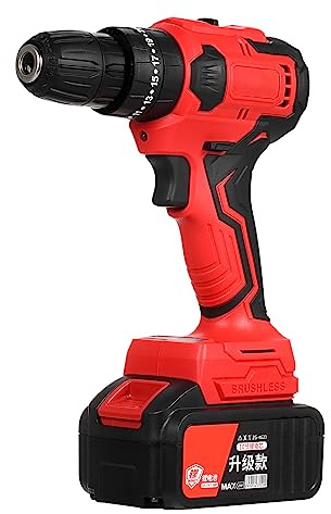 Taladro de impacto sin escobillas inalámbrico de 21 V, portabrocas de 3/8 pulgadas, destornillador eléctrico de alta resistencia con batería de 3,0 Ah, cargador rápido, luz de trabajo LED