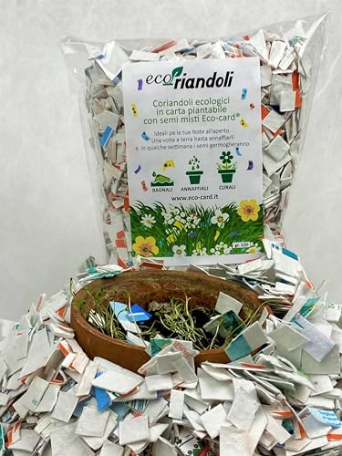 Coriandoli naturali, ecologici e biodegradabili in carta piantabile 120 gr. = circa 1.500 pezzi con semi di fiori misti