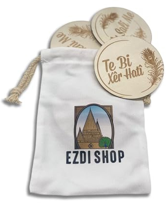 Kurdische Meilensteine - Baby Ezdidische Meilensteinkarten aus Holz und Stoffbeutel - Baby Geschenke Kurmanci 1 Stück