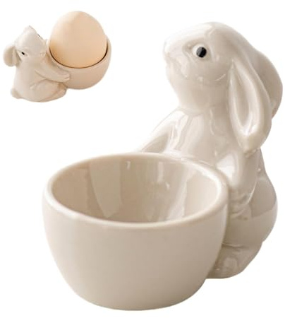 Bvizyelck Coquetiers en Céramique - Plateau À Œufs pour Oeufs Durs Et Mous, Porte-œufs pour Décoration De Table pour Pâques, Porte Oeufs Frais pour Réfrigérateur, Coquetier Lapin Décoration De Pâques