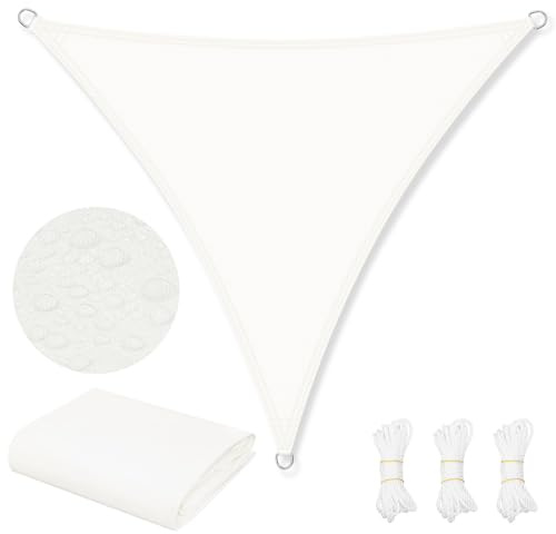 WOLTU Telo Ombreggiante in PES, Poliestere 200 g/m², Vela Ombreggiante Idrorepellente, Telo Parasole per Esterni, Protezione Solare, con Anelli a D e Corde, per Balcone, Pergolato,2x2x2 m, Crema