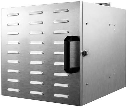 NUANYI Deshidratador de Alimentos, Temporización de Programación - Control de Temperatura, con 10 Bandejas Apilables, Bajo Consumo Energético, Acero Inoxidable, 1000W, Gris