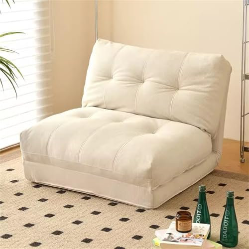 Umwandelbares Lazy-Schlafsofa, umwandelbares Flip-Air-Bodensofa mit 6-Fach Verstellbarer Rückenlehne zum Lesen, Spielen, Meditieren,Beige