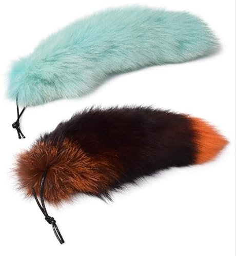 Nocyclonic 2 Pieces 40cm Fell Schwanz fox tail Tierschwanz AnhängerKeychain Extra Groß Schlüsselring Tasche Zusätze Auto Schlüsselketten Anhänger (26)