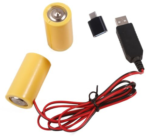 CHIZISX Battery Eliminators,LR14 C Battery Eliminators USB-Stromkabel mit Typ-C-Adapter, ersetzt 2 Stück 1,5 V C-Batterie für LED-Lampe