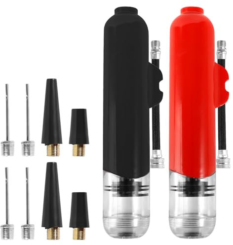 2 Ballpumpe, Sportballpumpe mit Nadelfach, Basketballpumpe, Fußballpumpe, Volleyballpumpe, tragbare Ballpumpe, Luftpumpe mit Nadel für Fußball, Basketball, Volleyball, Rugby, Wasserball, Ballon