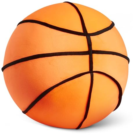 Amazon Basics Basketball Plush Pillow, Sport Style Stuffed Toy Cushion for Bed or Sofa, Kids Room Decor, Orange