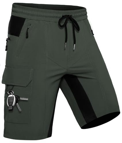 Wespornow Korta byxor, herrshorts, sommar med 5 fickor, stretch, lätta cargo, sportbyxor, arbetsbyxor, män, korta, vandringsbyxor, bermuda joggingbyxor, chino, MTB, cargobyxor, gym, linne, Grön, 5XL