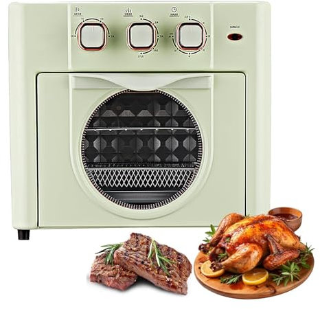 Horno Freidor De Aire Compacto De Gran Capacidad De 18L, Horno Eléctrico Doméstico Multifunción, Control De Tiempo Y Temperatura Con Tres Mandos, Circulación De Aire Caliente De 1200W, Temporizador D