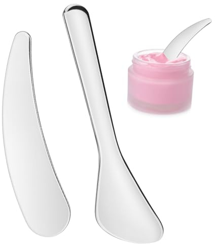 HEATSHAKING Gesichtsspatel 2 Stück Edelstahl Kompakter Make up Spatel Und Cremelöffel Wiederverwendbar Für Hautpflege Präzises Dosieren Und Auftragen Reise Beauty Tool