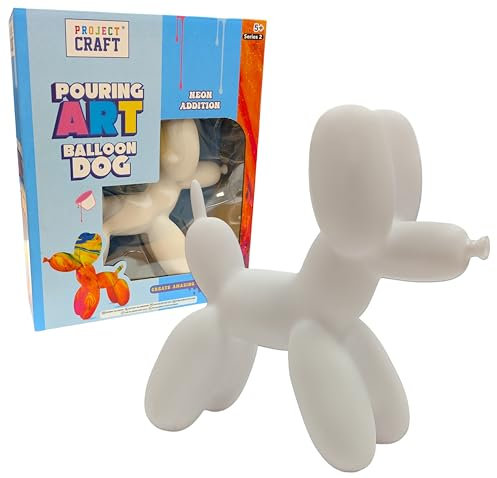 Balloon Dog Marble Pouring Kit – DIY Paint Your Own Dog Model Figure – Complete Craft Set with Pouring Art Paints for Kids & Adults – Painting Activity Arts Set for Ages 5+ – Kids Marble Painting Kit