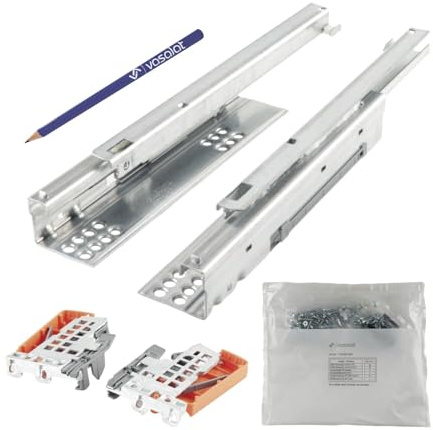 Blum Tandem Teilauszug Set, Schubladenauszug 270mm Blumotion mit praktischer Blum Kupplung, Schubladenführung Tragkraft 30kg - 1 Paar Schubladenschienen mit Kupplung