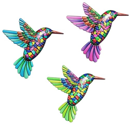 Metal Hummingbird Wall Decor Metal Hummingbird Wall Art Decor 3D Colorful Birds Outdoor Wall Artfor for Patio Backyard Fenced Yard & Balcony Decor | Garden Accent Porch & Outdoor Living Spaces (3PCS)
