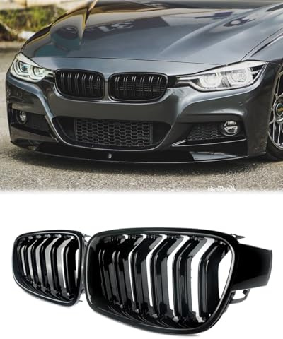 MAGICKIT F30 Front Grille for BMW 3 Series F30 F31 F35 318d 320d 330d 320i 328i 335i 335i xDrive Kidney Grilles Gloss Black Double Slat Grill 2012-2018
