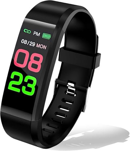 Fitness-Tracker, Aktivitätstracker mit Herzfrequenz-Monitor, Schlaf-Tracker, Schrittzähler, Smartwatch, 14 Sportmodi, IP67 wasserdicht, Aktivitätstracker für Kinder, Damen, Herren